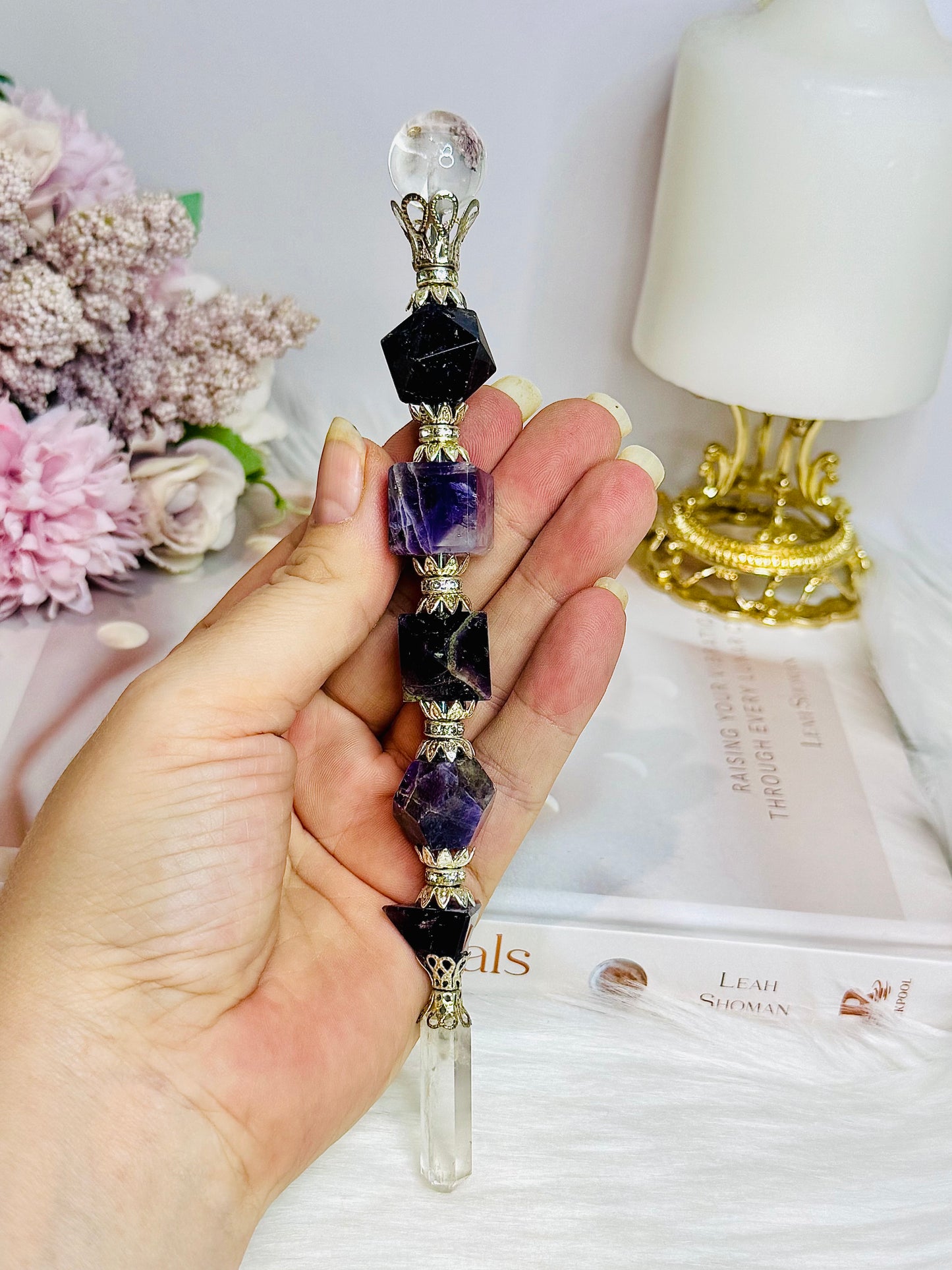 Magical Large Amethyst Geometric Wand 18cm