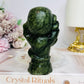 Green Jade Carved Skull, Hand & Snake 11cm 379g