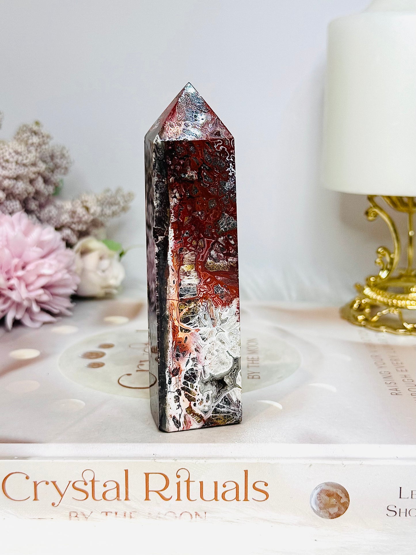 Mexican Lace Druzy Agate Tower 10.5cm