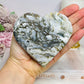 Large Moss Agate Druzy Heart On Stand 9.5cm