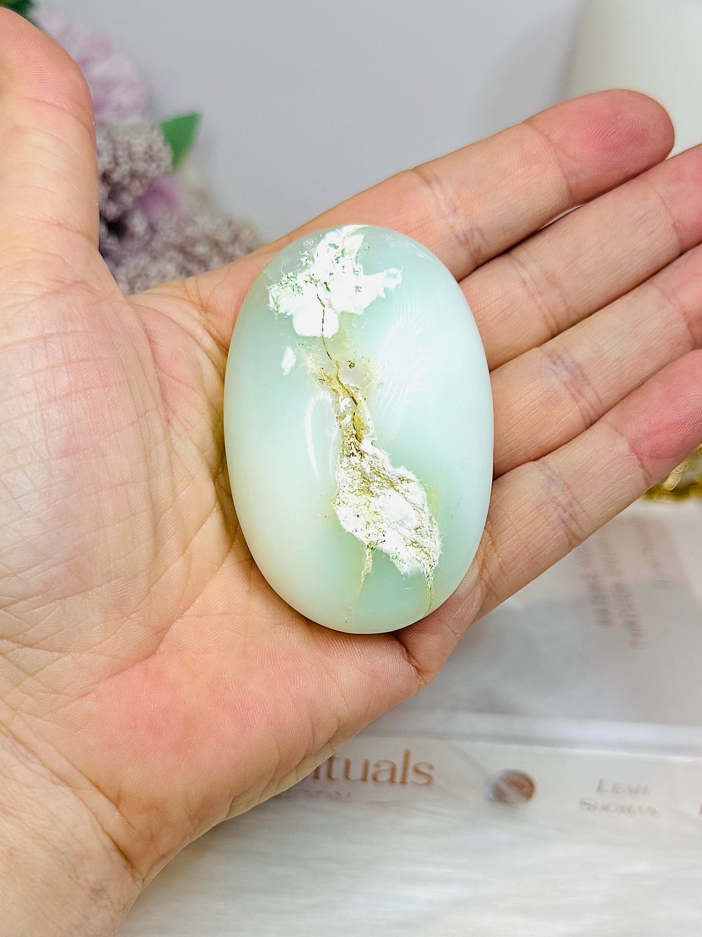 Chrysoprase Palm Stone (natural flaws)