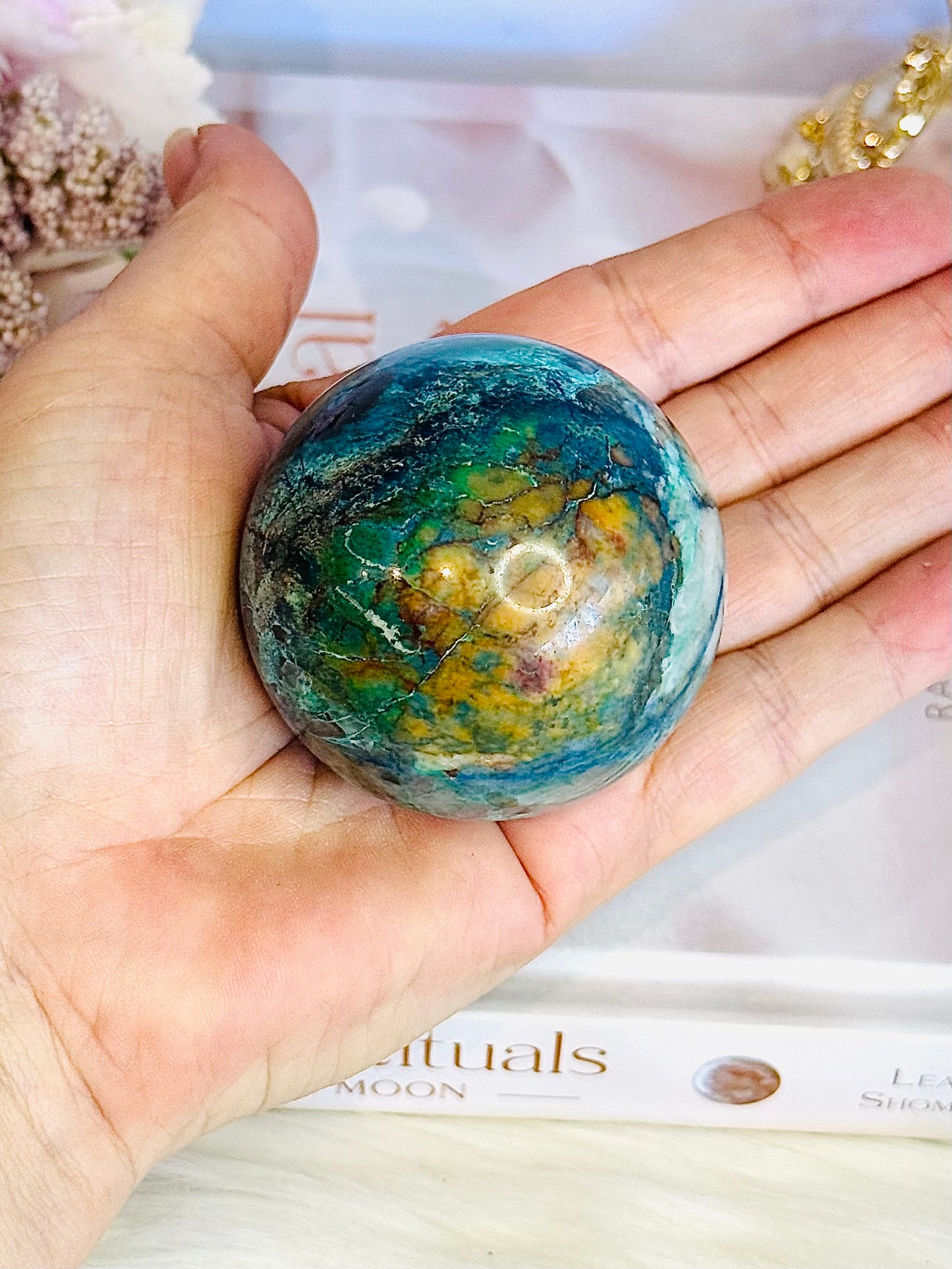 Absolutely Incredible High Grade Chrysocolla Sphere on Stand 6.5cm