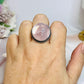 Large Silver Rose Quartz Round Ring Size 9