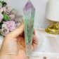 Watermelon Fluorite Wand | Tower with Rainbows 14.5cm