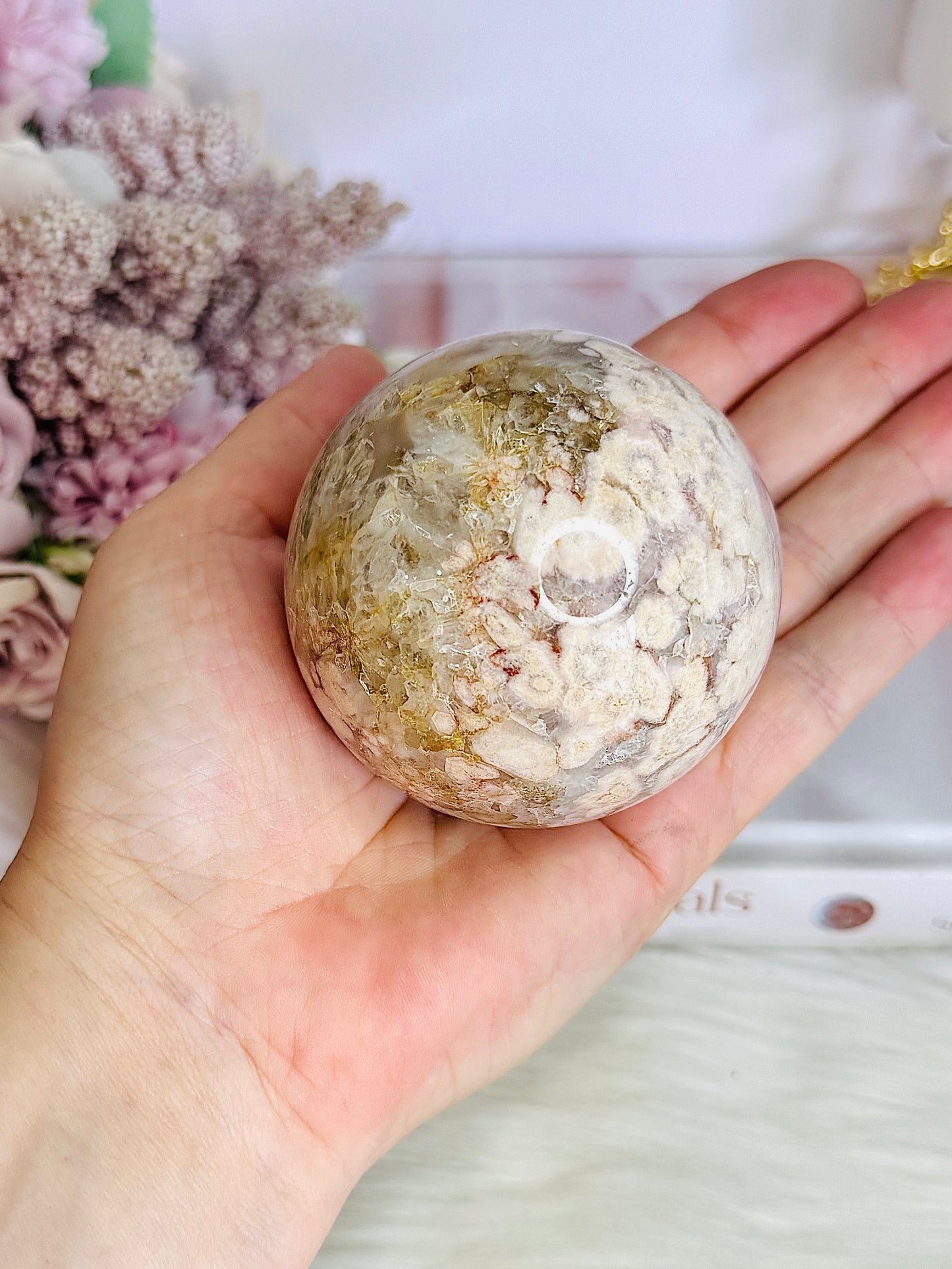 Absolutely Stunning Pink Amethyst X Flower Agate Druzy Sphere on Stand 362grams