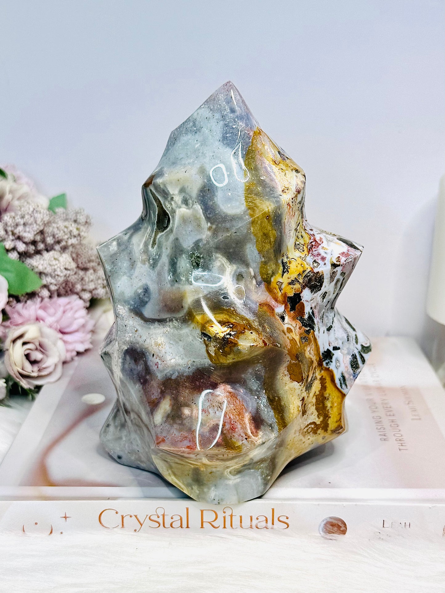 Huge Ocean Jasper Carved Flame 17cm 1.87KG