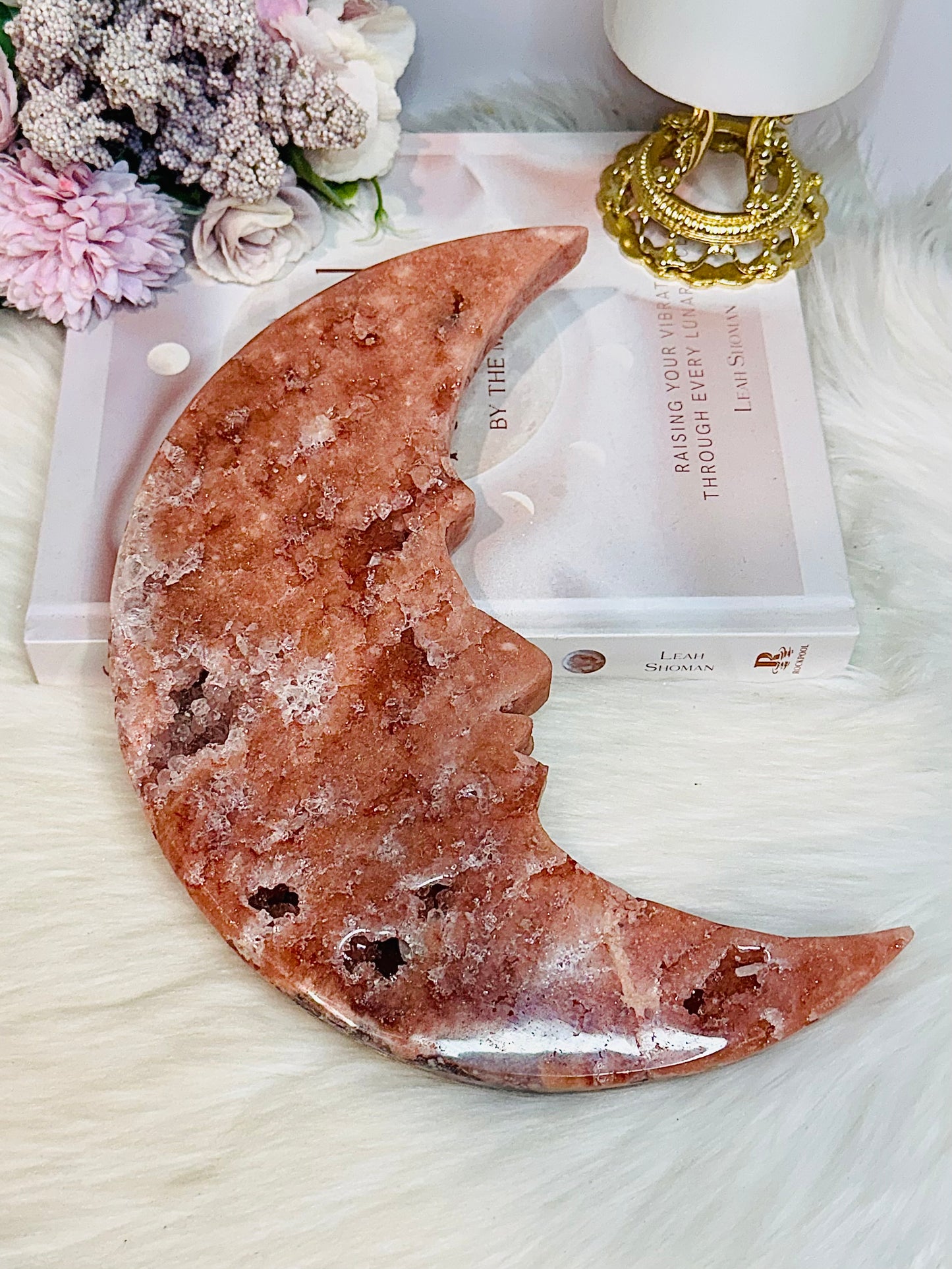 Huge Pink Amethyst Druzy Moon 21cm 1.06KG