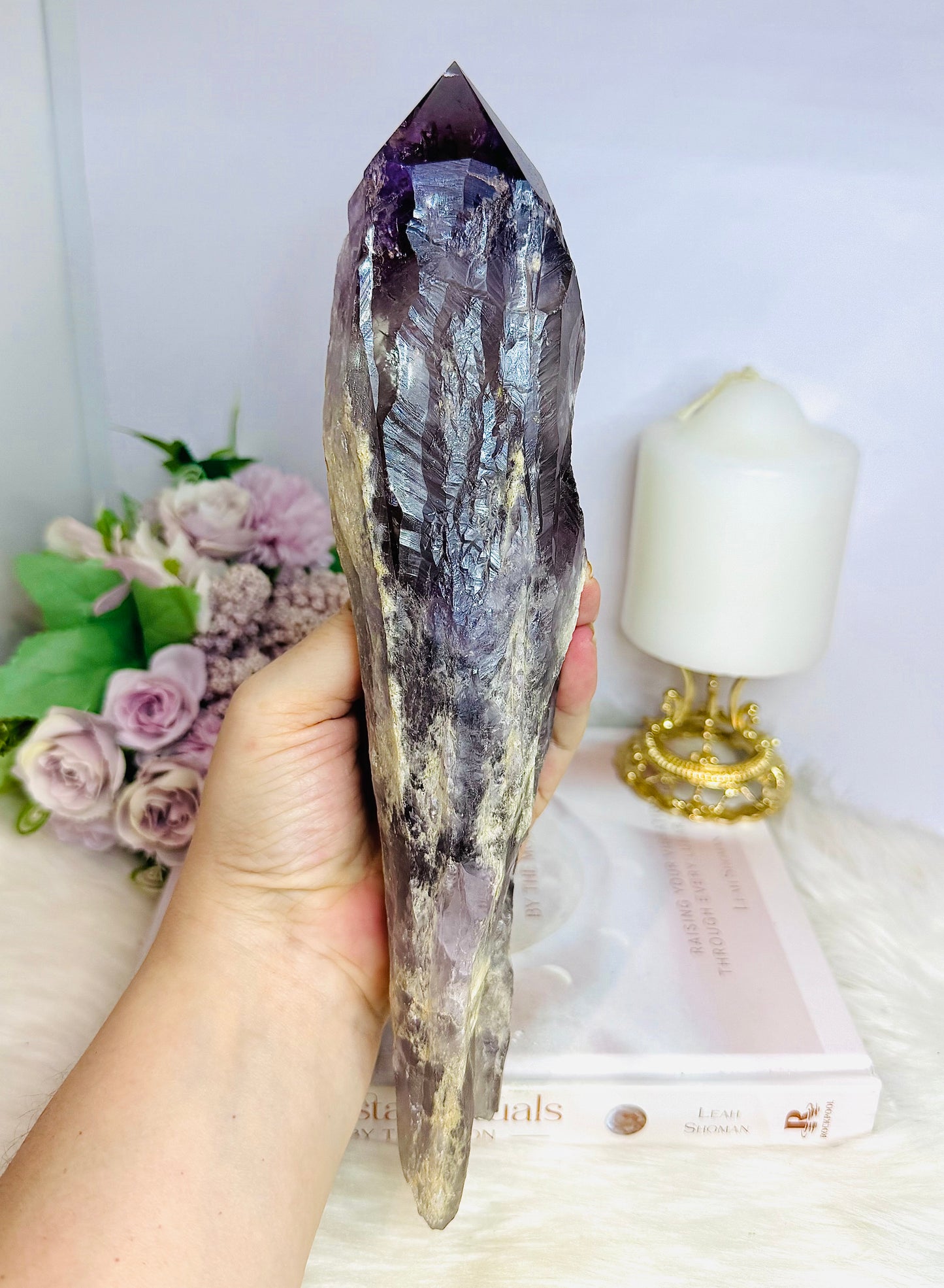 Large Natural Amethyst Dog Tooth 27cm