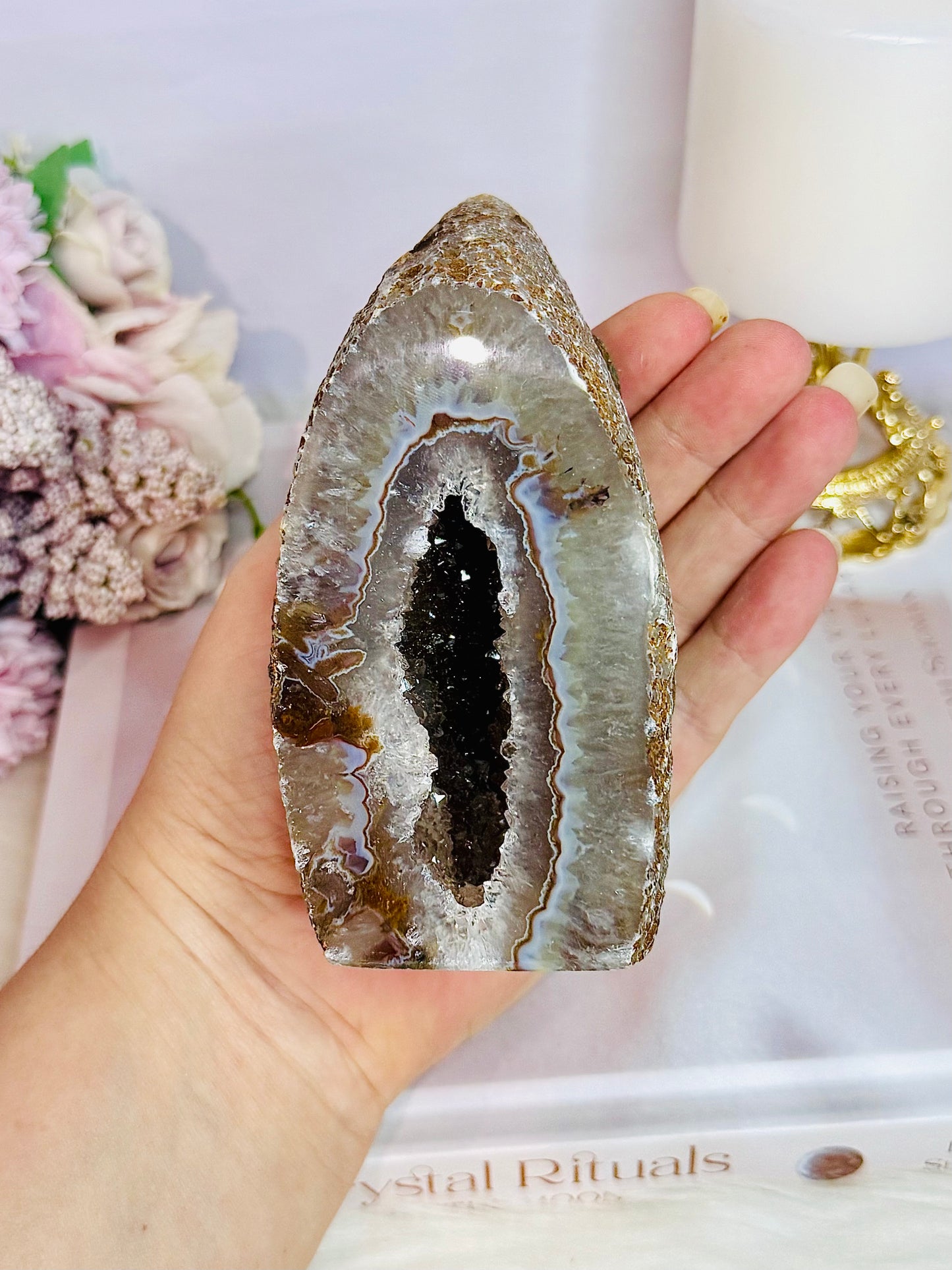 Natural Large 651gram Druzy Agate Geode