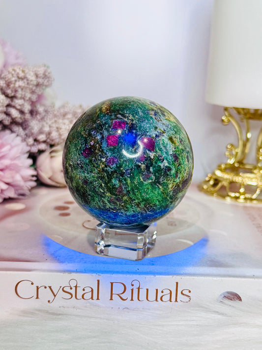Ruby In Fuchsite Sphere UV Reactive On Stand 362g