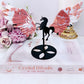 Stunning Pink Agate Druzy Carved Wings On Black Pegasus Stand 13.5cm