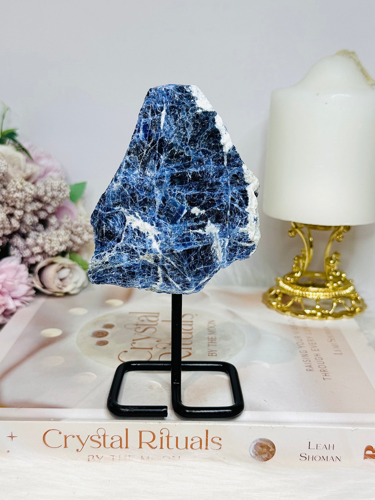 Raw Blue Sodalite On Stand 14cm