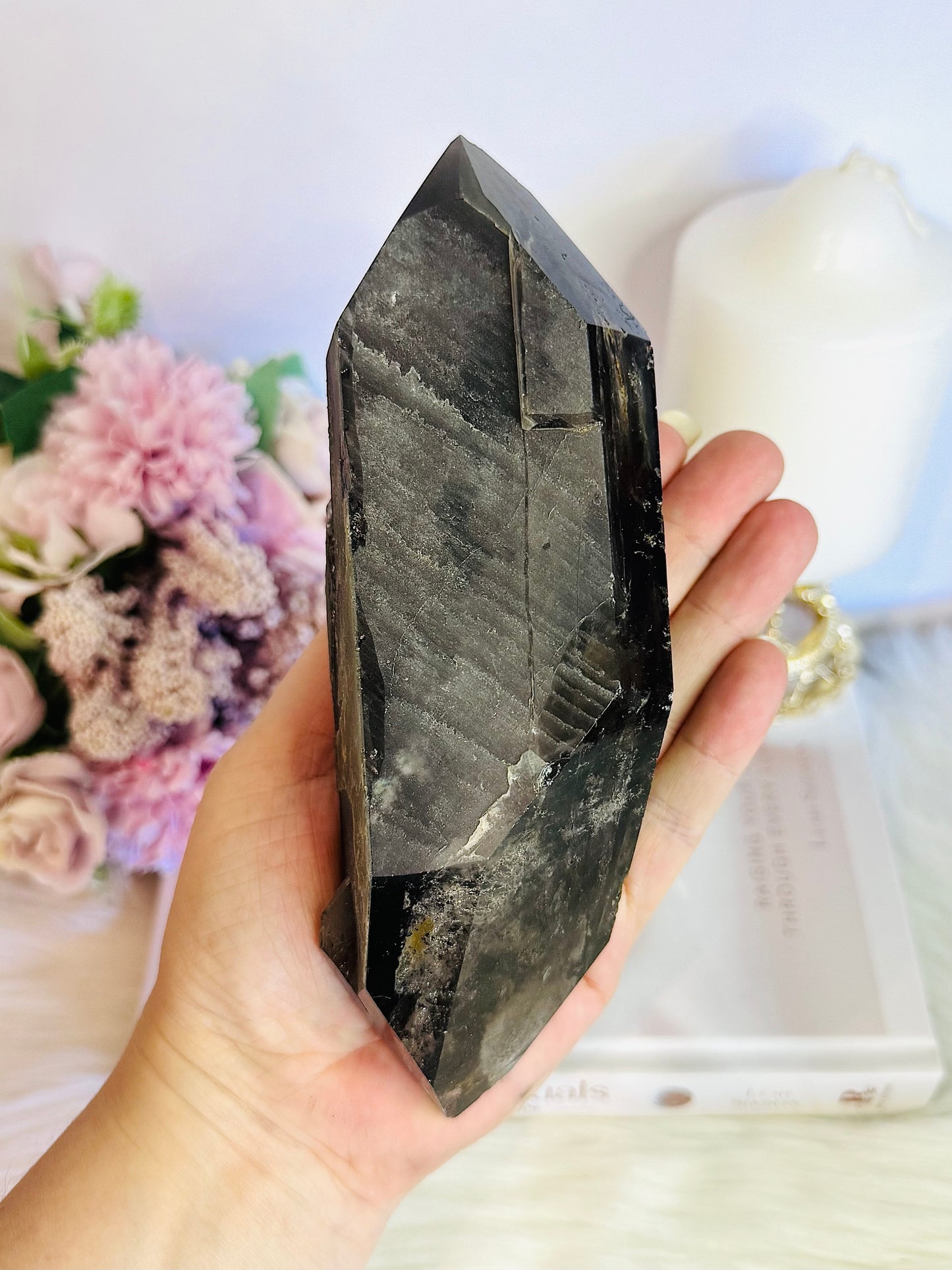 Stunning Large 17.5cm 731gram Smokey Quartz Double Terminated Point