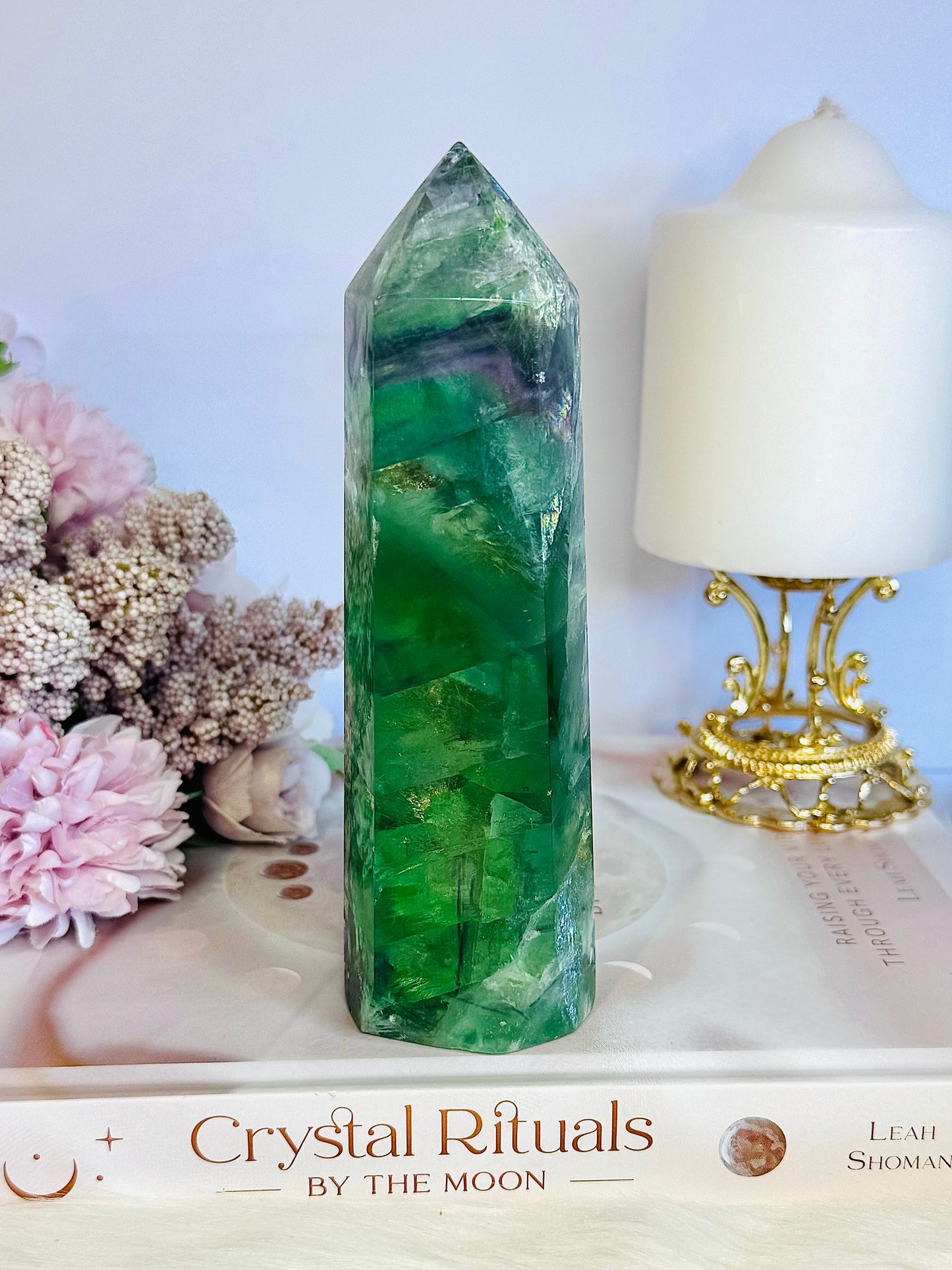 High Grade Incredible Stunning Rainbow Fluorite Tower Full of Clarity & Rainbows 15cm