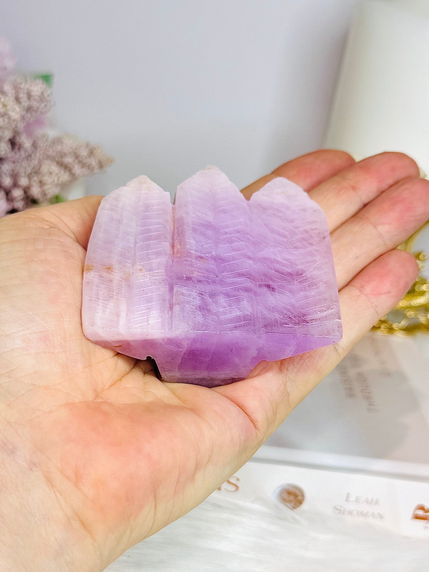 Kunzite Carved Indian Skull 6cm 145g