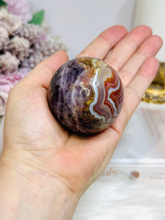 Crazy Lace Amethyst Sphere on Stand 221g