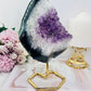 Large 20cm 1.1KG Natural Amethyst Agate Cluster Freeform on Gold Stand