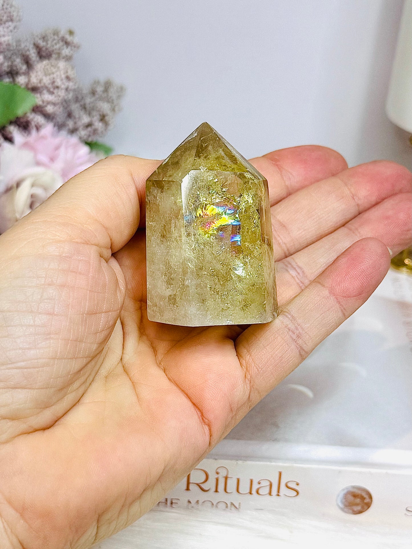 Citrine Tower with Rainbows 5cm