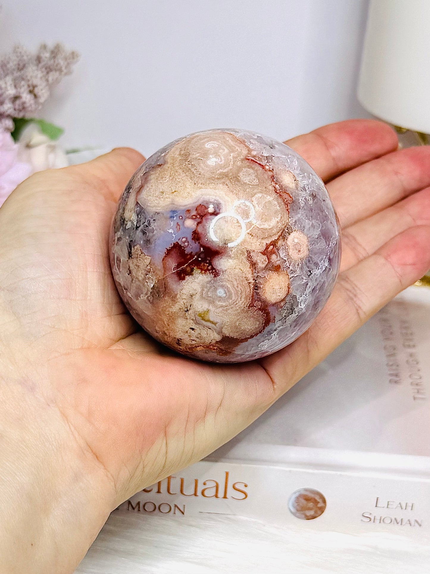 High Grade Pink Amethyst Sugar Druzy Sphere on Stand 281g