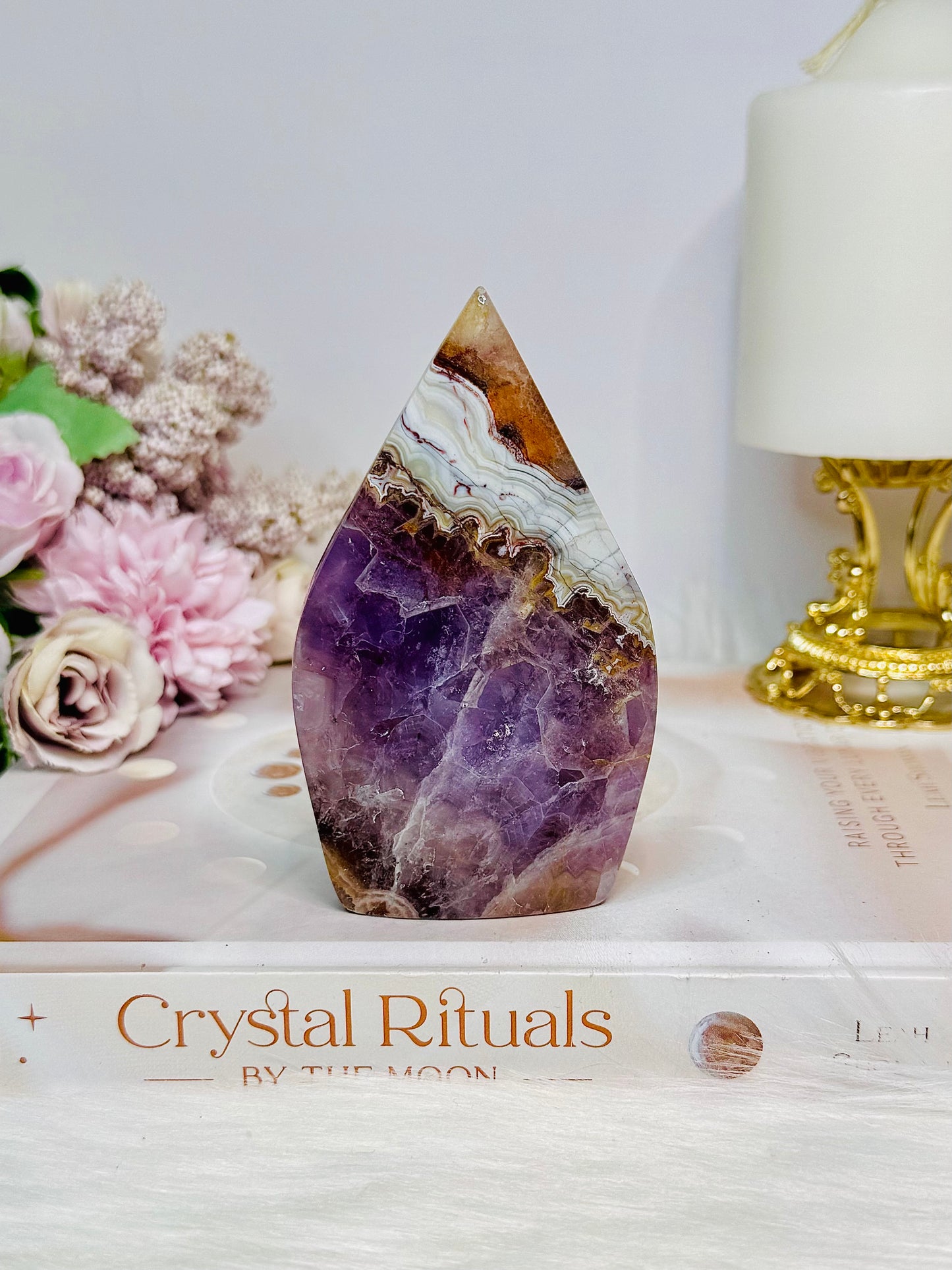 Crazy Lace Agate X Amethyst Flame 10cm