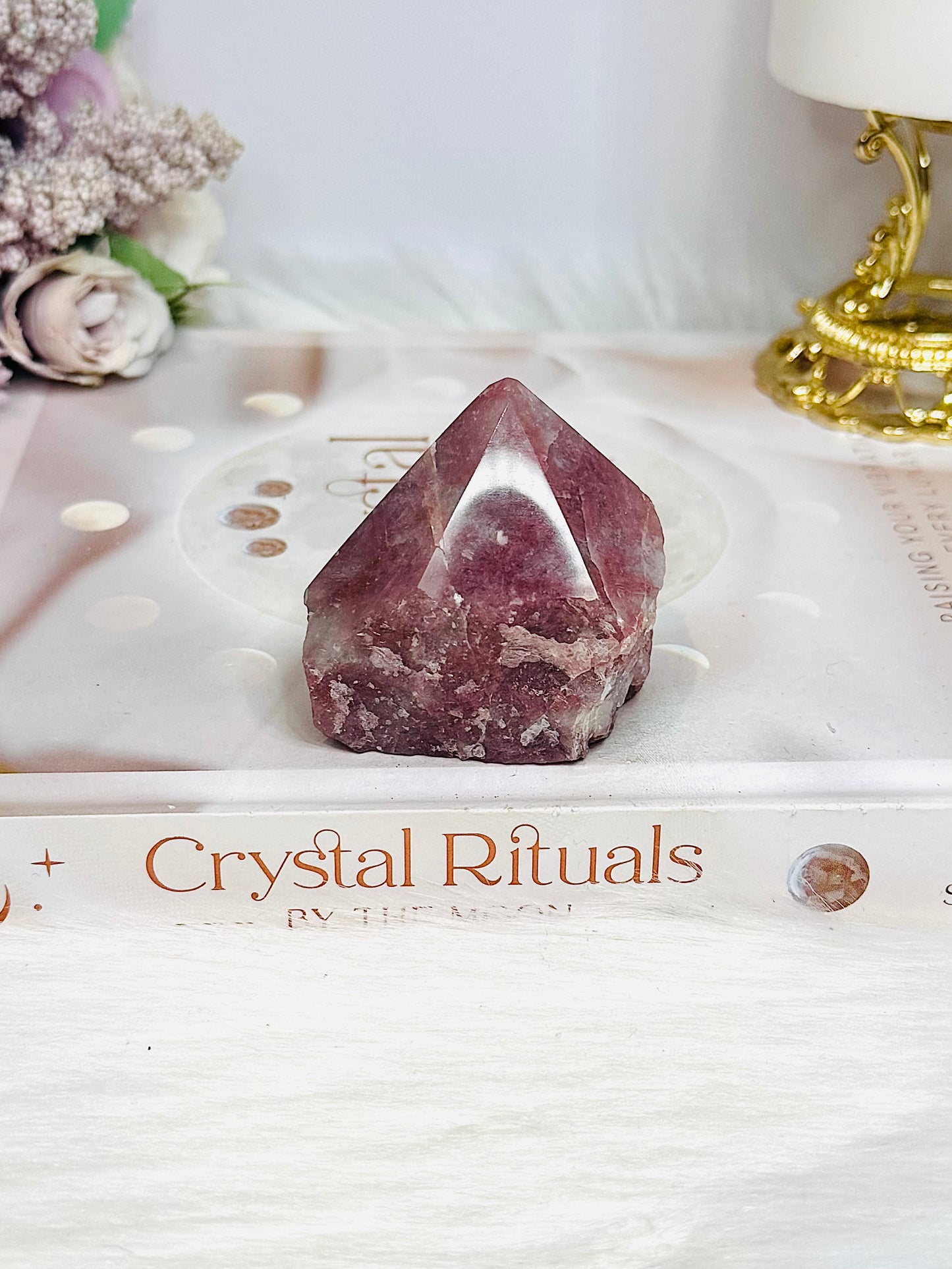 Strawberry Quartz Polished Top Freeform (natural fracture line in top)