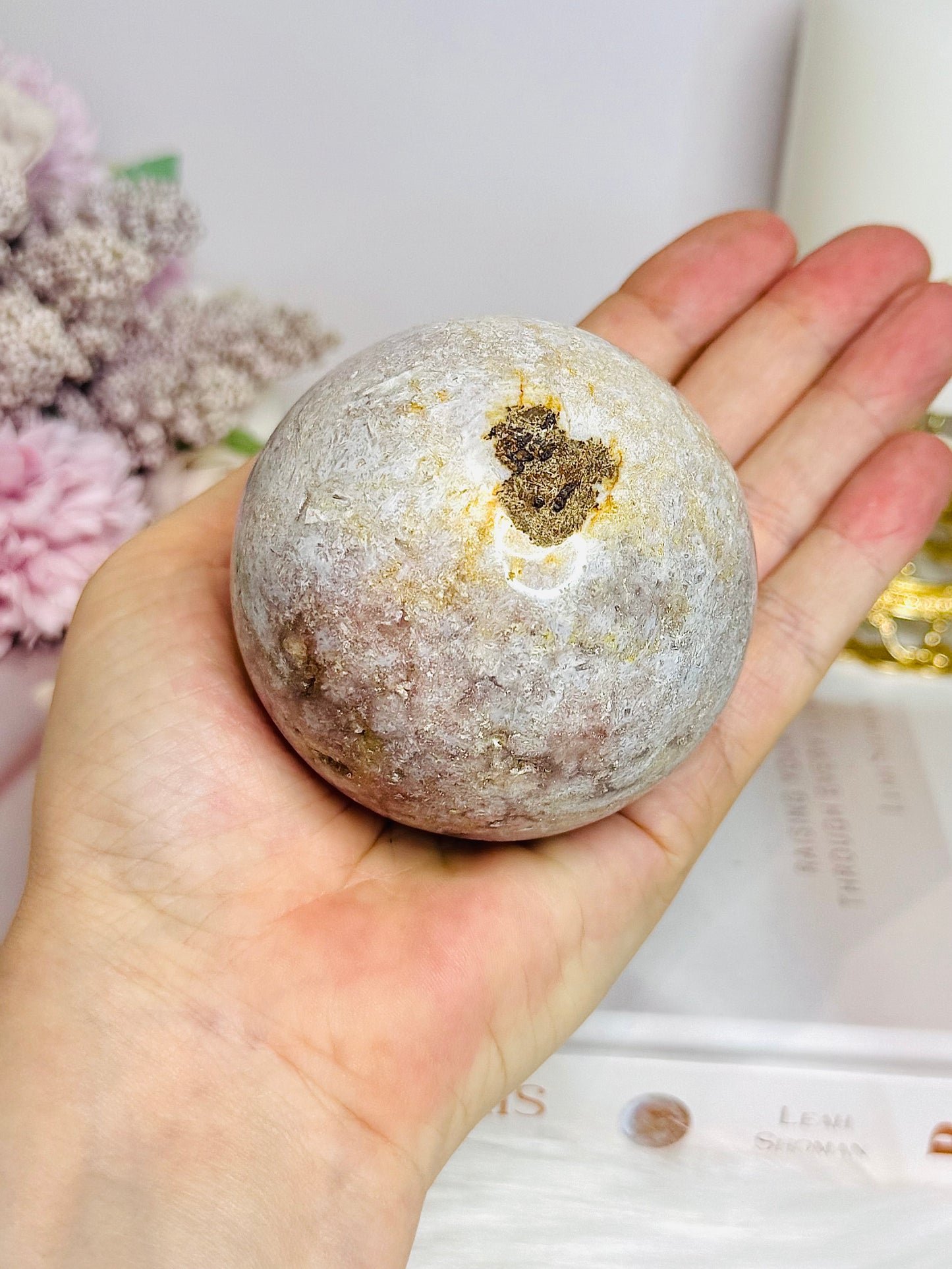 Pink Amethyst Sphere on Stand 417g