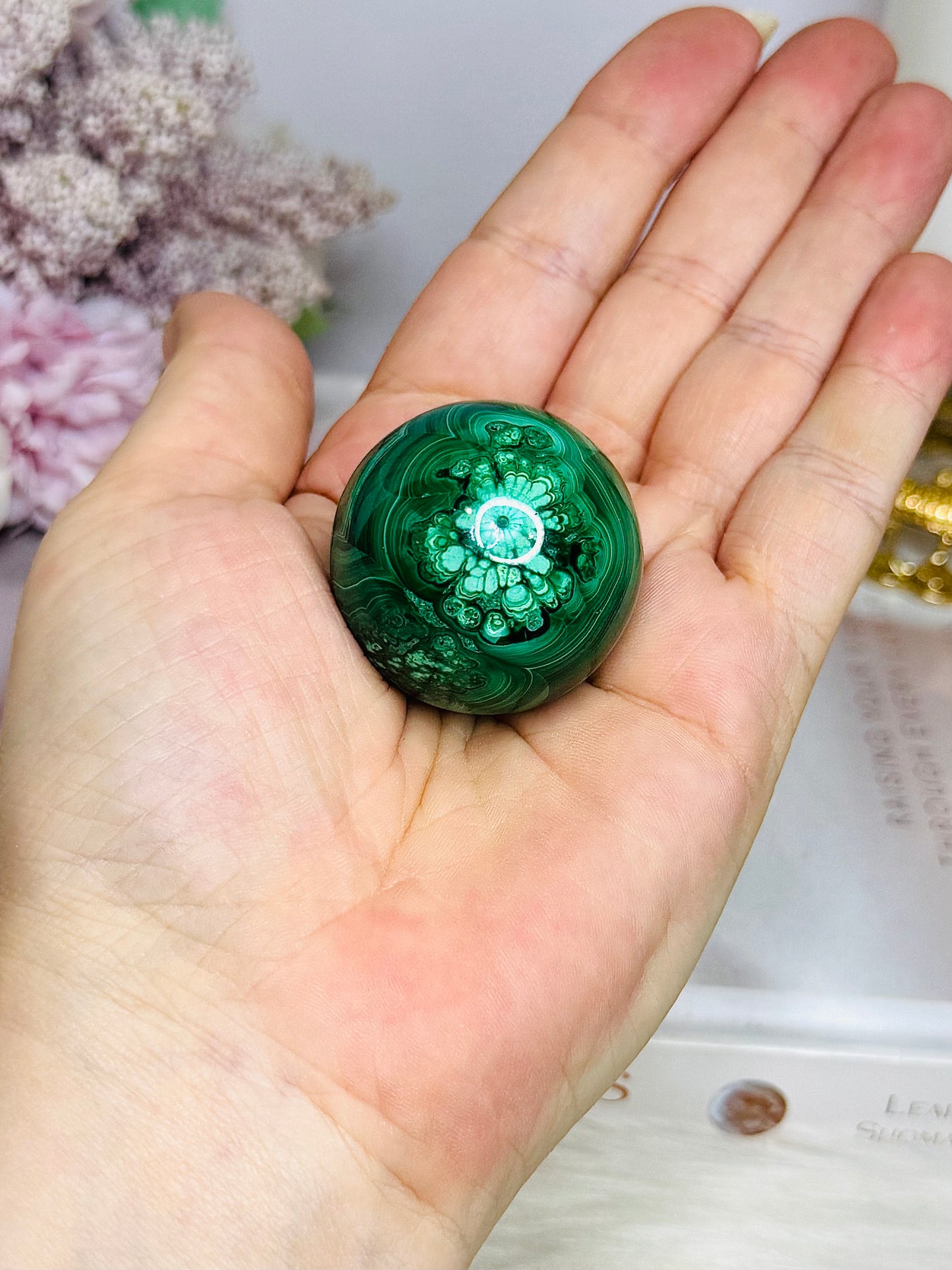 Natural Malachite From Congo Sphere on Stand 92g