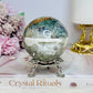 Moss Agate Druzy Sphere On Stand 373g