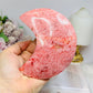 Large Rare Thulite with Epidote Carved Moon on Stand 418g (Moon 11cm)
