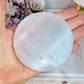 Amazing Selenite Slab with Gold Evil Eye Carving on Stand 8cm