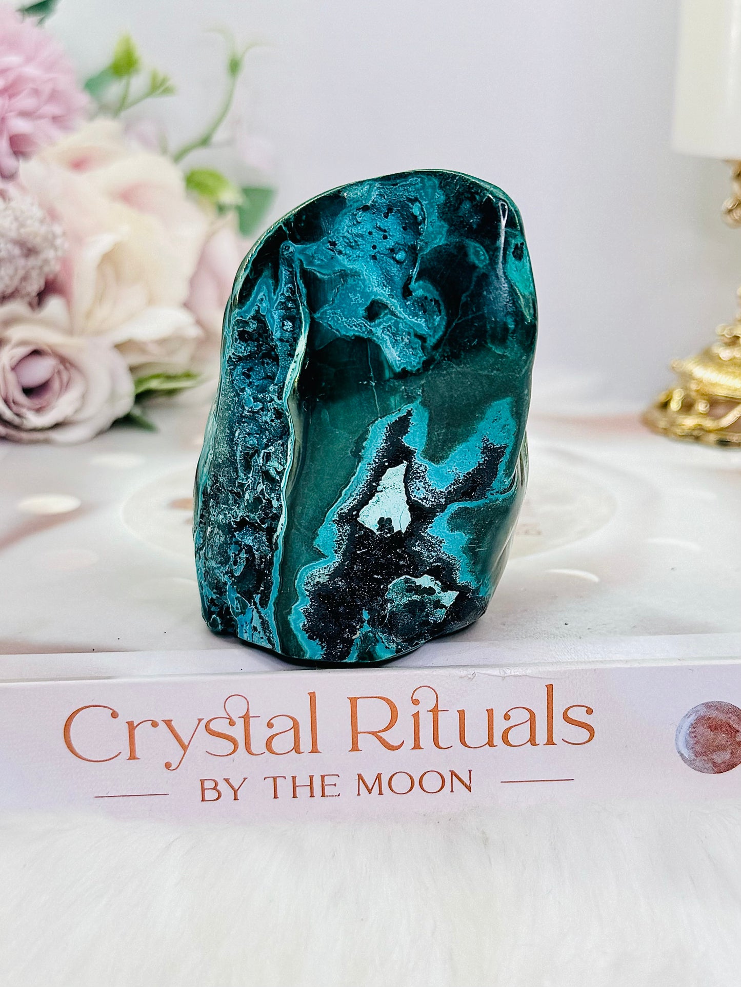 Helps Heal Heartache ~ Stunning Large Malachite |Chrysocolla Polished Natural Freeform 415grams