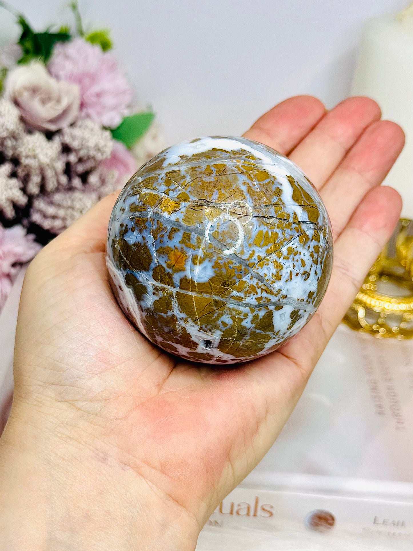 Large Brecciated Jasper Sphere on Stand 388g