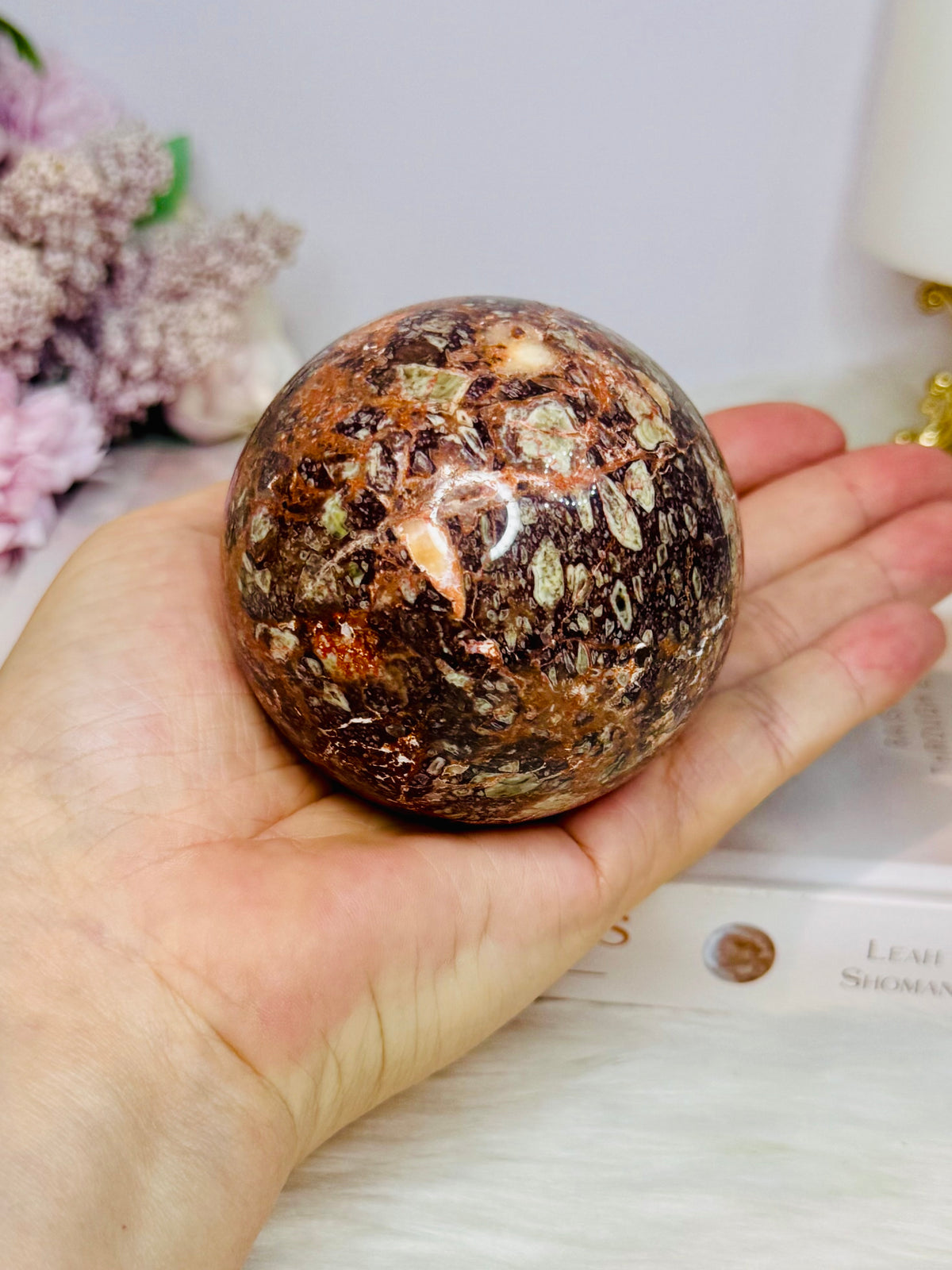 Large Money Agate Sphere on Stand 426g