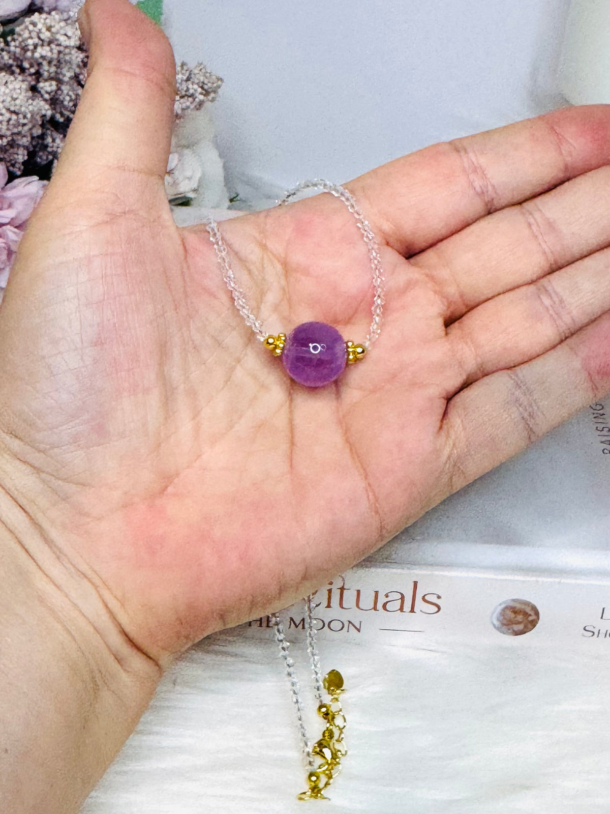 Amethyst Beaded Collar Neckband In Gift Bag