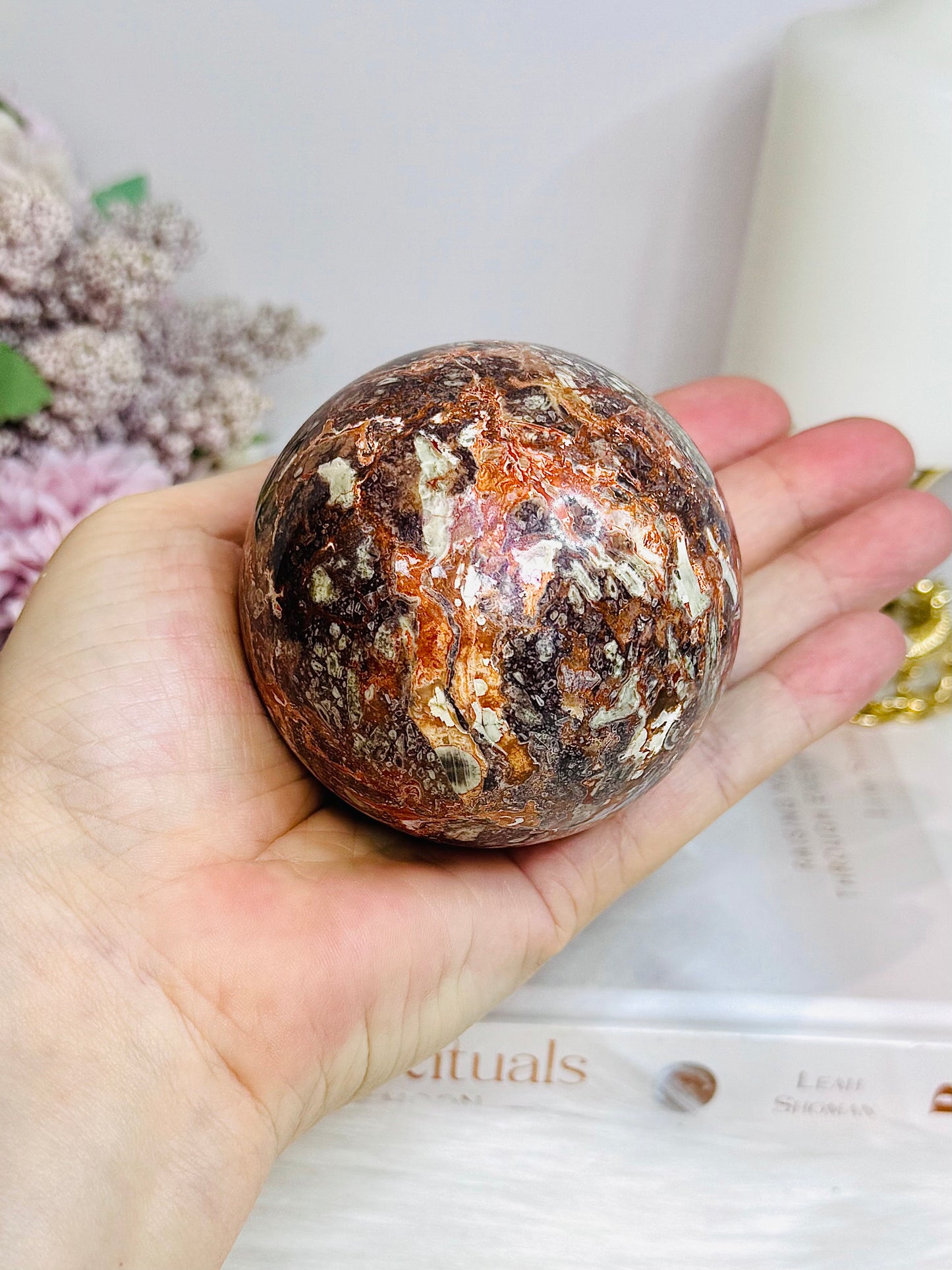 Large Money Agate Sphere on Stand 432g