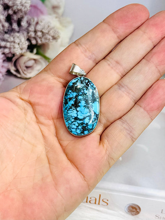 Sterling Silver 925 Navajo Turquoise Pendant In Gift Bag