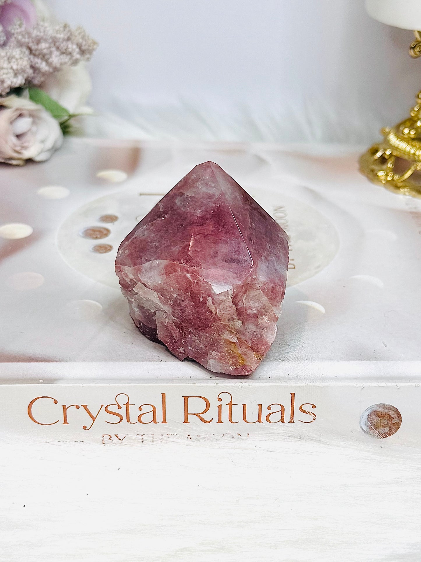 Strawberry Quartz Polished Top Freeform (natural fracture line in top)