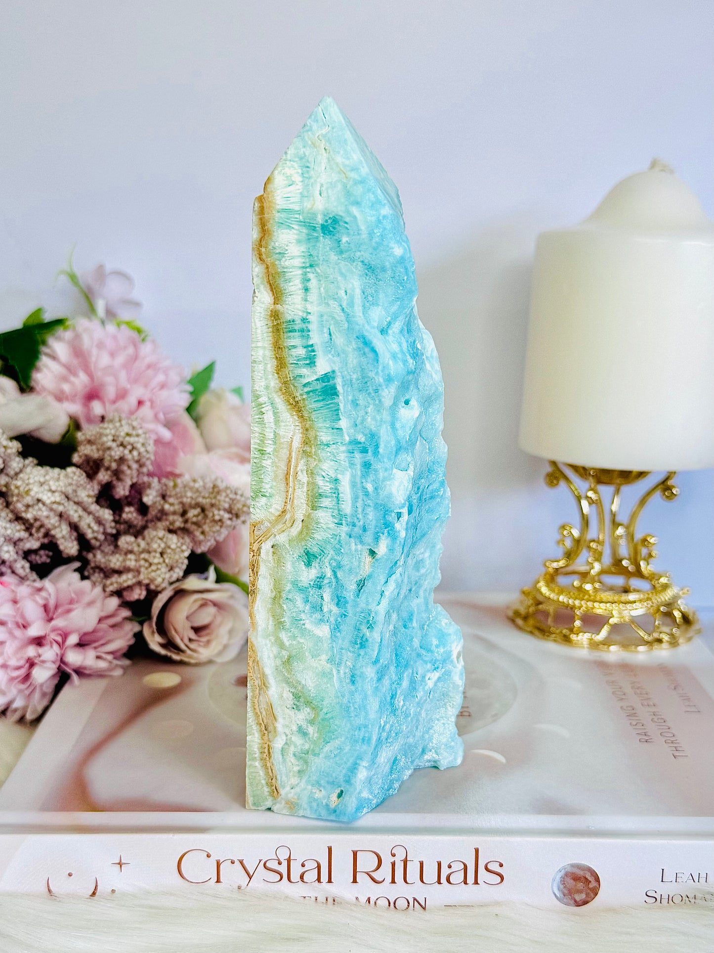 High Grade Divinely Gorgeous Large Natutal Blue Aragonite Chunky Tower 17cm