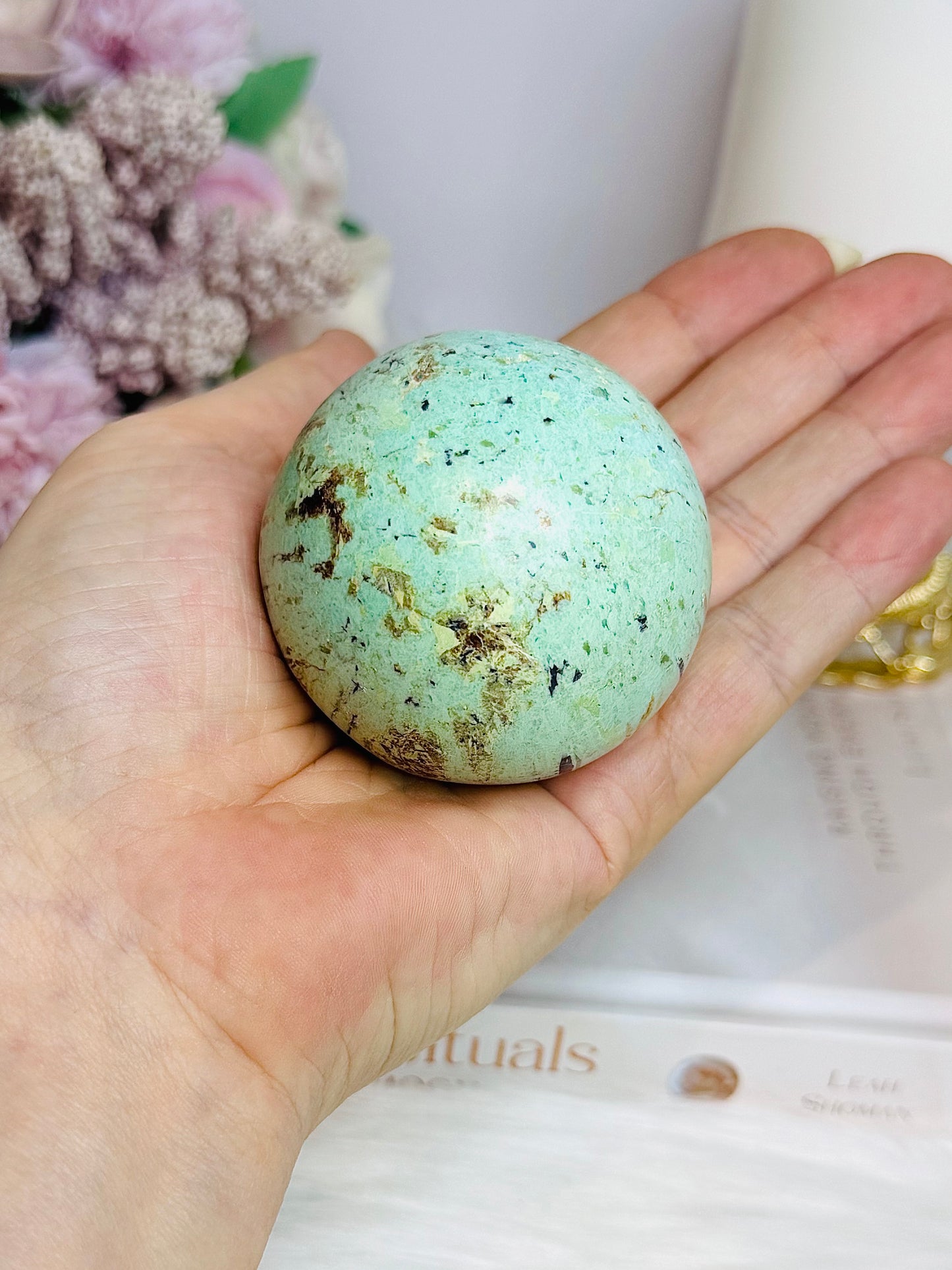 A Rare Stone ~ Genuine Inca Turquoise Sphere 188g On Stand