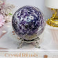 Natural Large Pegmatite | Unicorn Stone (Lepidolite, Pink Tourmaline, Smoky Quartz and Cleavelandite) Sphere on Stand 661g