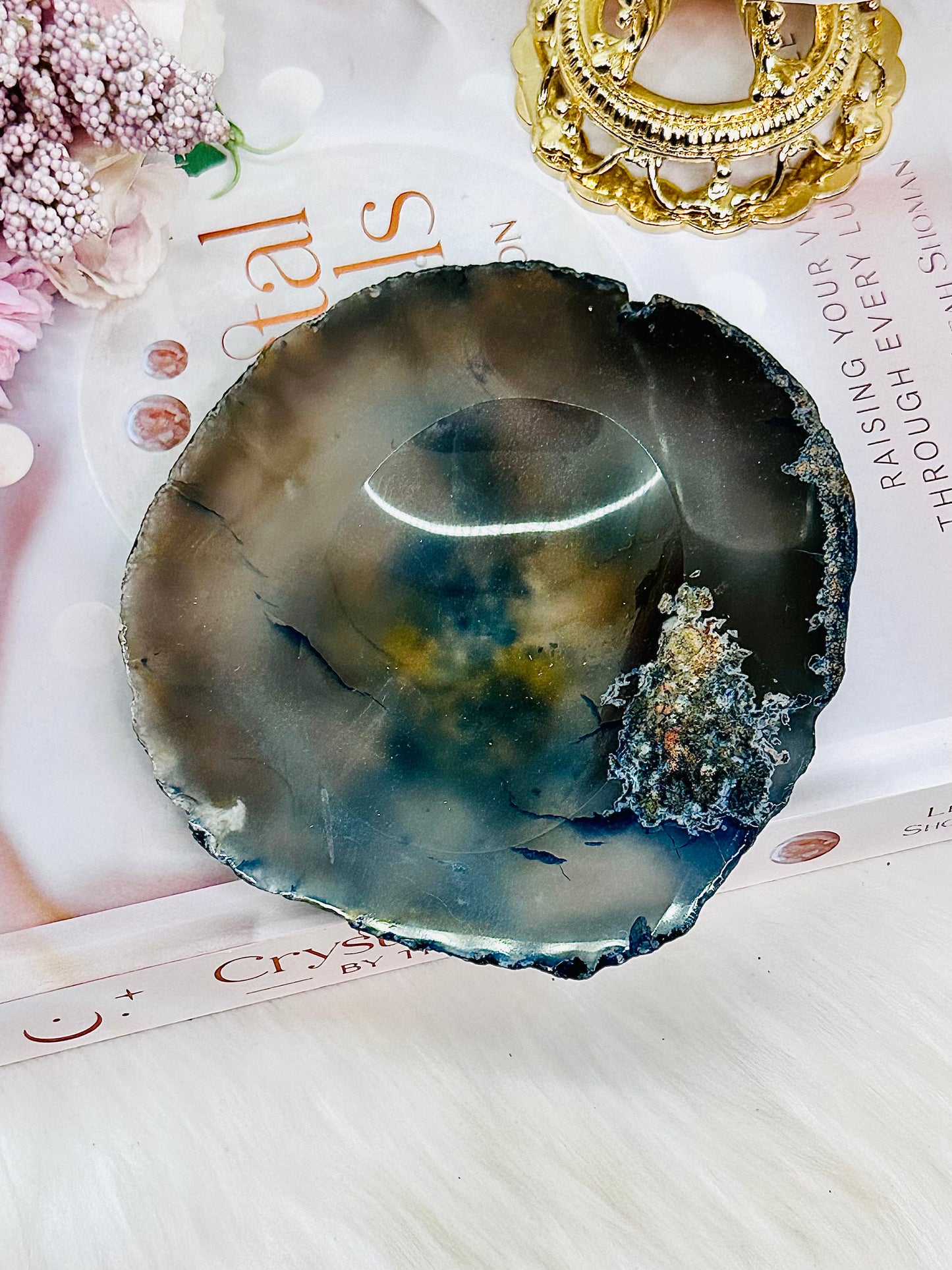 Just Gorgeous!! Large 12cm Agate Carved Bowl ~ Perfect For Jewellery on Your Bedside
