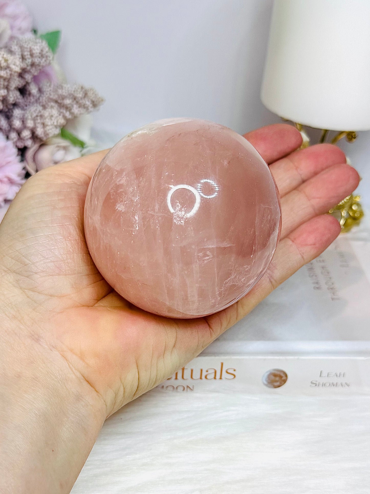 Large Rose Quartz Sphere on Stand 481g
