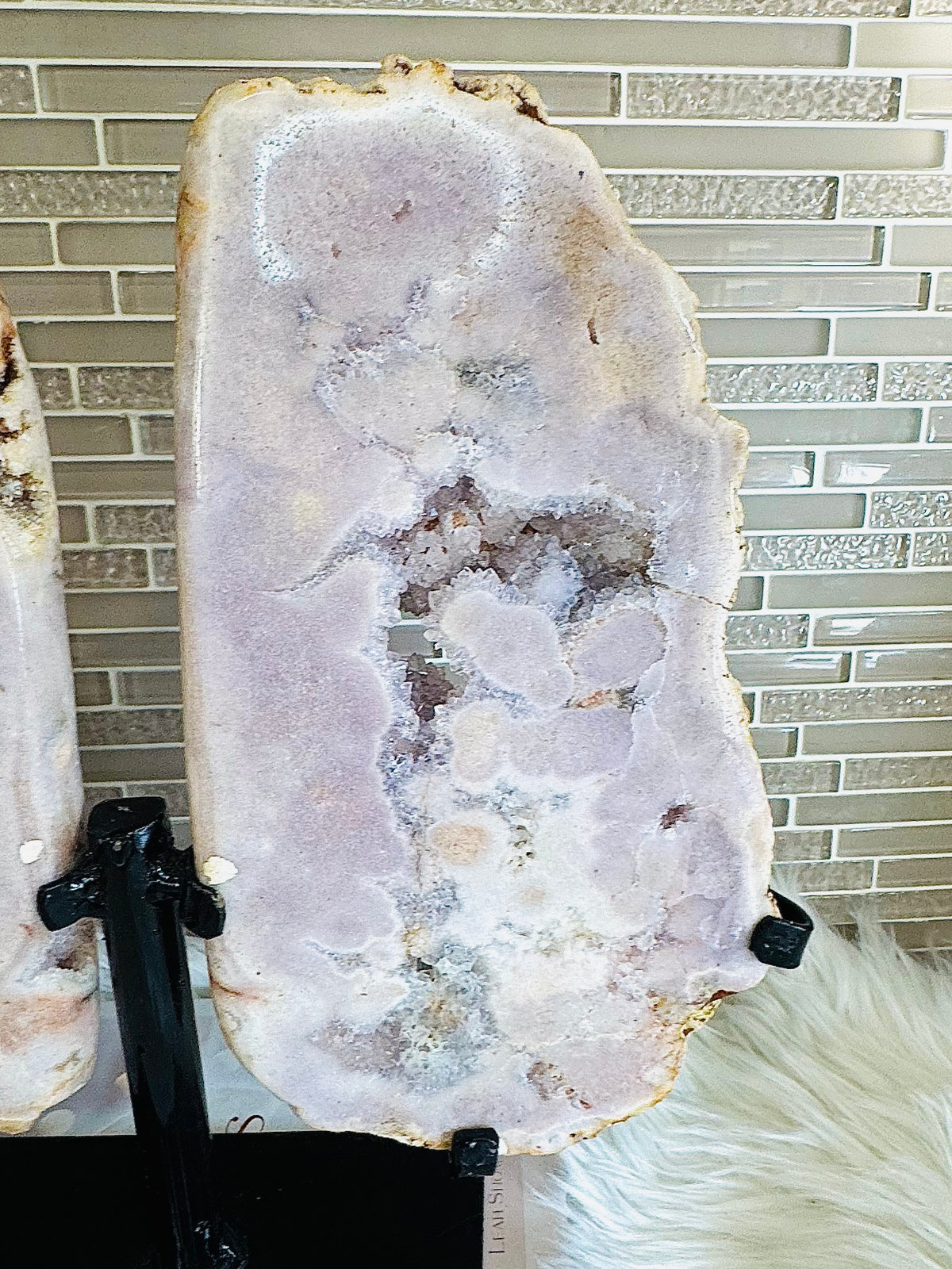 Statement Piece ~ Huge Pink Amethyst Druzy Chunky Butterfly Wings On Stand 33cm x 34cm 4.2KG