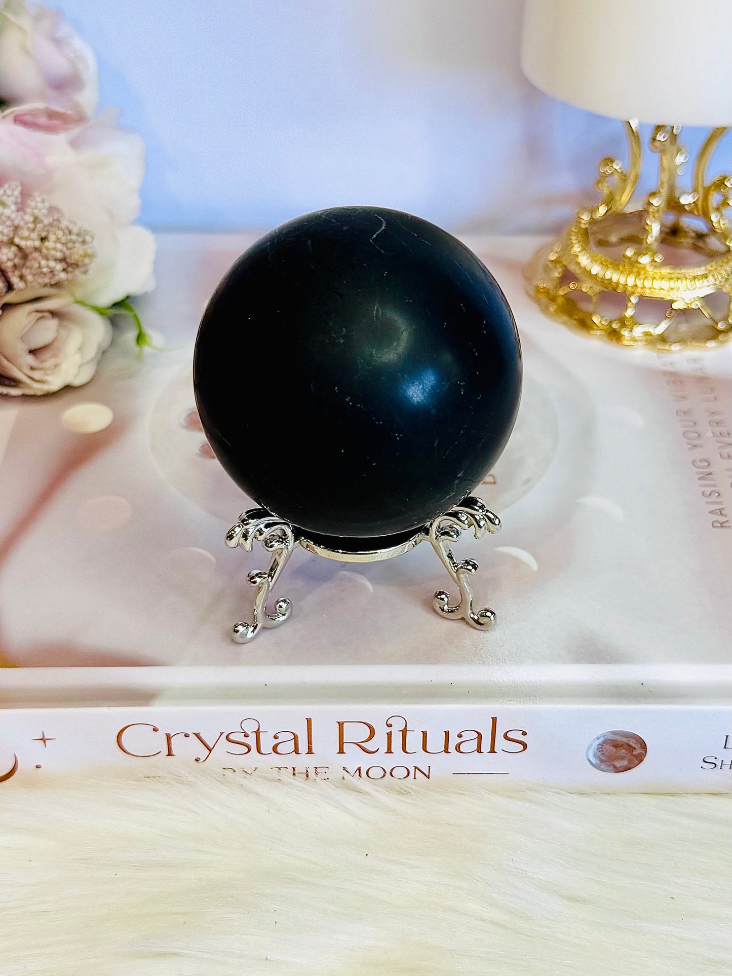 Powerful Stone ~ Beautiful 264gram Matt Finish Shungite Sphere On Stand