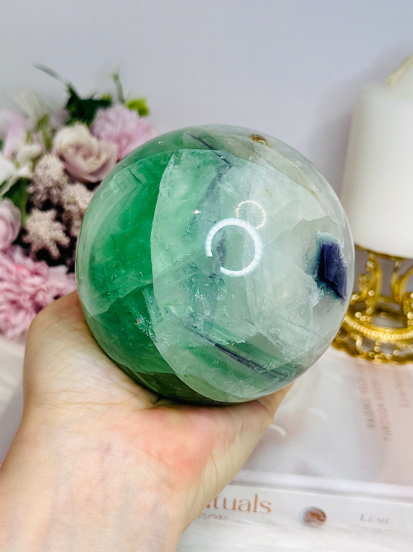 Large Green Fluorite Sphere on Stand 1.45KG