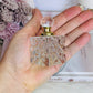 Gift Set ~ Rose Quartz Angel Aura Heart, Glass Perfume Bottle on Mirror Tray 10cm