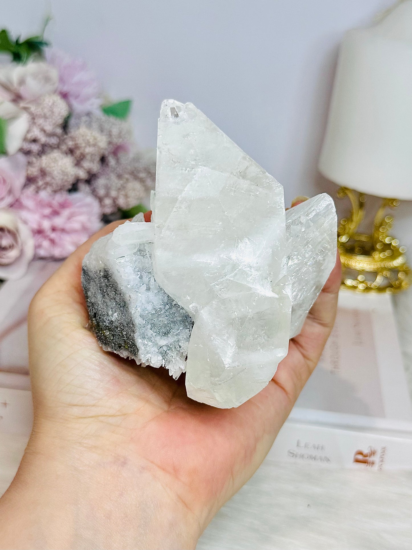 Large Clear Quartz Specimen with Pyrite 424g