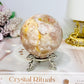 Large Flower Agate Sphere on Stand 521g