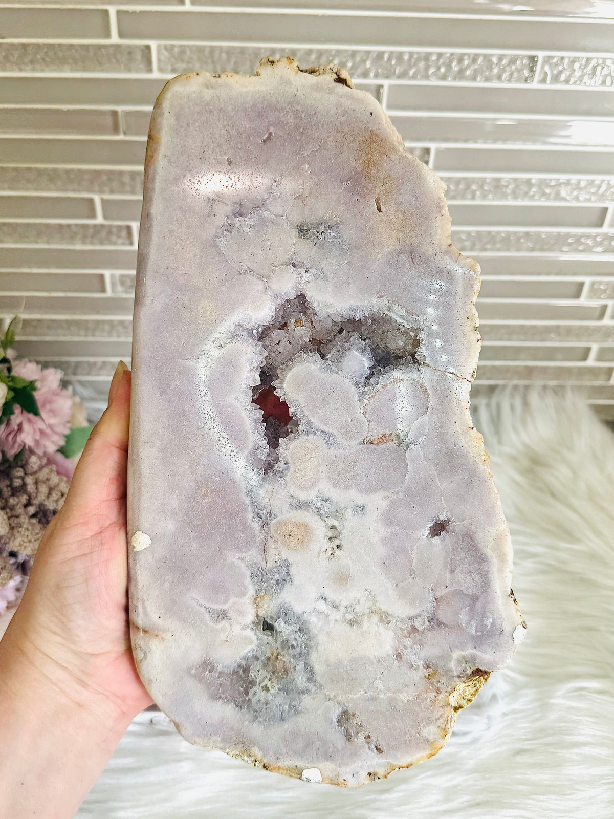 Statement Piece ~ Huge Pink Amethyst Druzy Chunky Butterfly Wings On Stand 33cm x 34cm 4.2KG