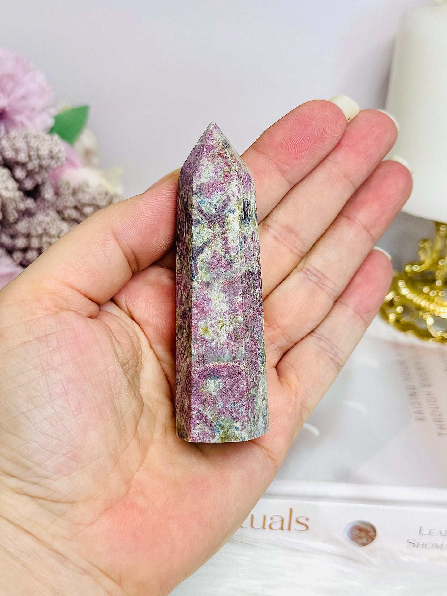 Rare Ruby In Blue Apatite Tower (UV Reactive) 9cm